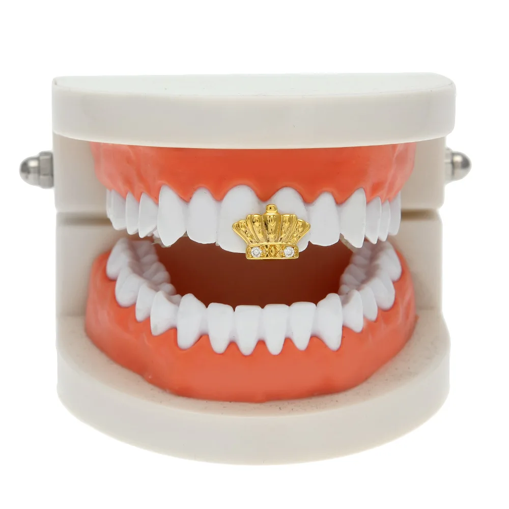 
Hot New Custom DIY Rapper Zircon Crown Bling Grillz Teeth,Gold Hip Hop Grill Teeth Grillz 