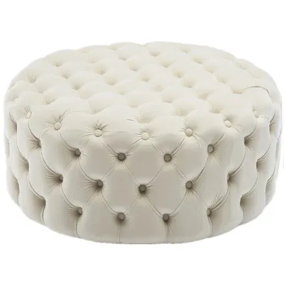 Golden supplier Wholesale Luxury velvet Memory Foam Living Room white Stool Foot Rest Cheap Fabric Round Ottoman