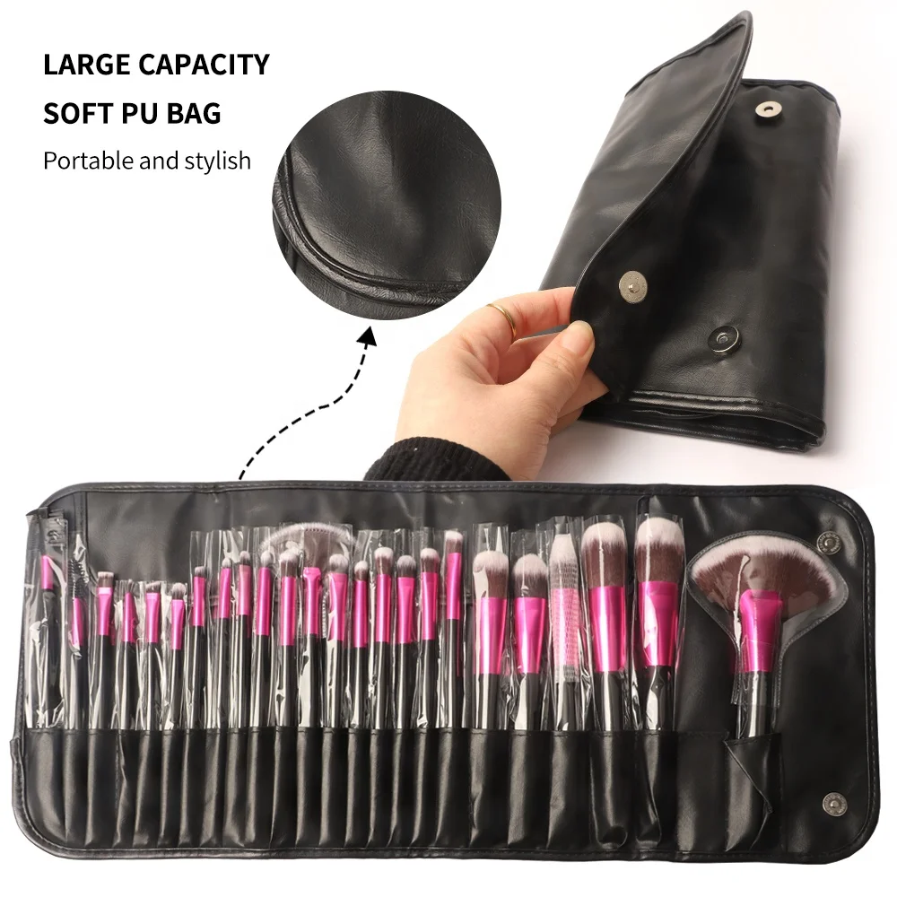 Matte Black  Eyes Vegan Unique Low Moq 2022 Luxury Big Variety Professional High Quality Custom Logo 24 pcs Makeup Brush Set