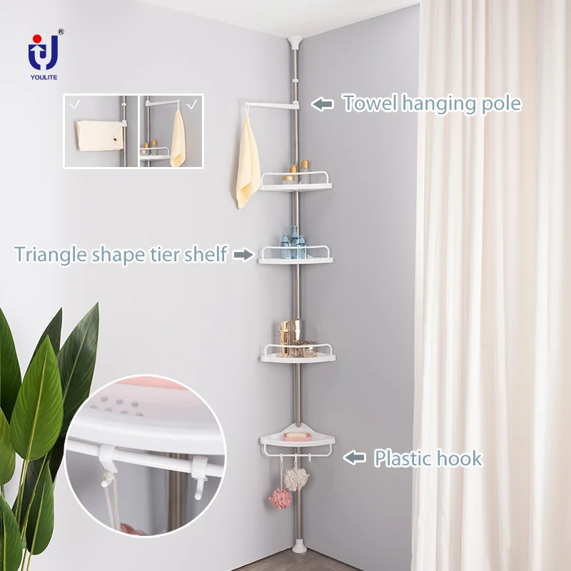 4 Layers Triangular Corner Organizer Rack Shelves Wall Mounted Aluminum Kitchen Bathroom Shampoo Cosmetic Organizer Rack