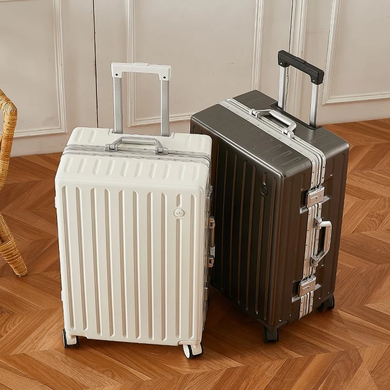 Unisex Luxury ABS Fabric Aluminum Alloy Trolley Spinner Caster Smart Travel Bag with TSA Lock Cabin Size Luggage Computer Unisex