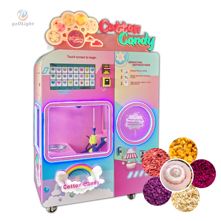 Mg330 Cotton Candy Vending Machine Remote Control On/off Electric Commercial Use Coin And Bill Operated Airport Vending Machine