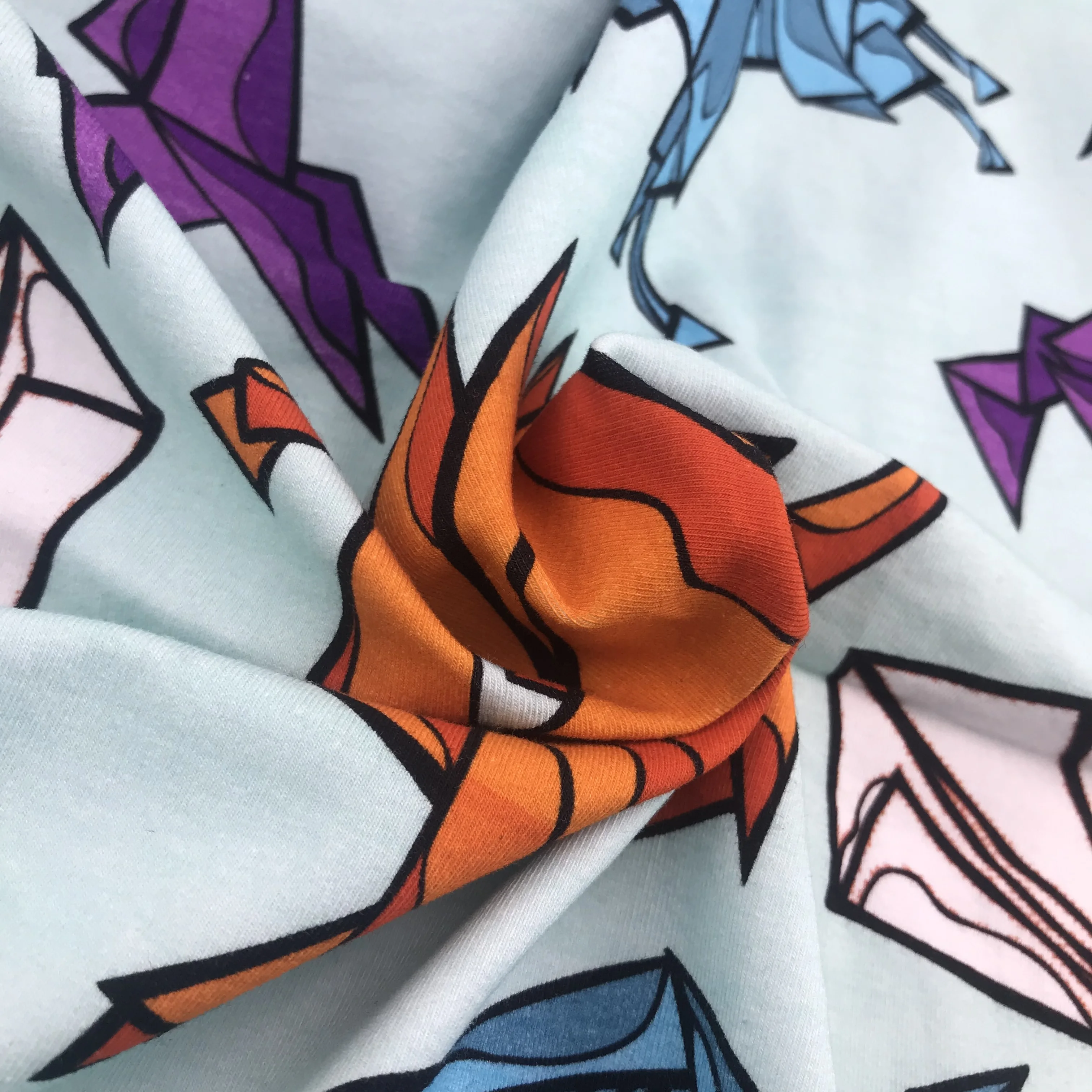 wholesale high quality custom fabric printing factory cotton lycra printed stretch fabric