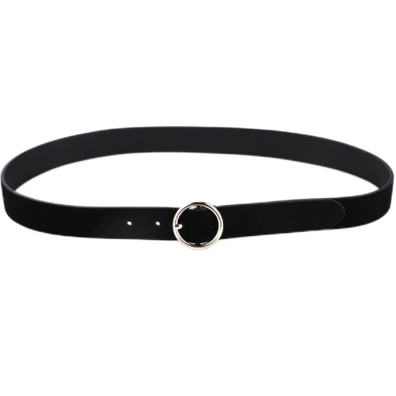 Hot selling Fashion Casual Jeans Silky Suede Leather Belts With Gloden Plating O-shaped Buckle