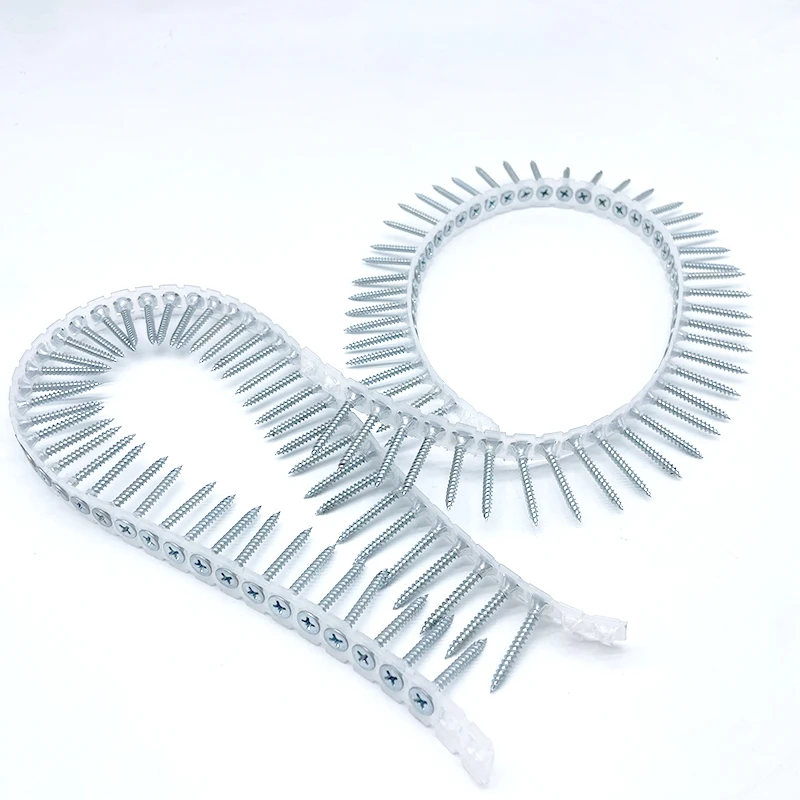 High Strength Plastic Strip Chain Collated Black Phosphate Drywall Screws Bugle Head Gypsum Screw