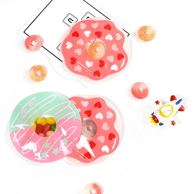 10 pcs/Pack Doughnut Candy Transparent Plastic Baptism Ziplock Gift Bags Packaging Bag for Baby Shower Wedding Party