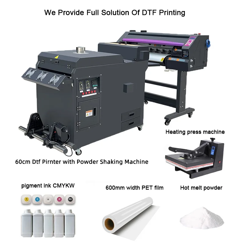Large Format 24 Inch Dtf Printer 60cm Dtf Powder Shaker Machine for 2/4 Heads DTF Printer Hotmelt Powder Shaking Dryer Oven
