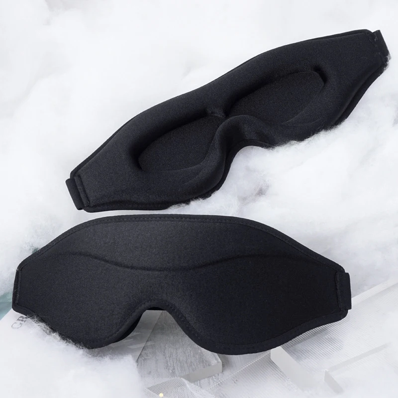 2022 New Wholesale Adjustable Travel Private Label Custom Light Block Blindfold Black 3D Contoured Memory Foam Sleeping Eye Mask