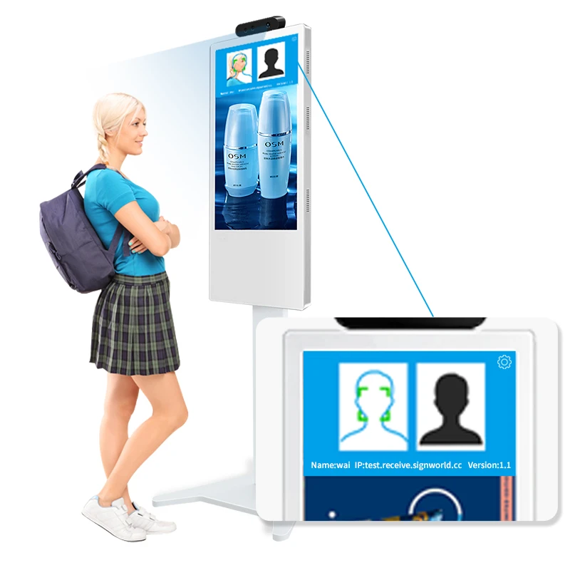 
Temperature Scanner Kiosk Sensor Face Recognition Kiosk Digital Signage and Displays Advertising Players Screen 