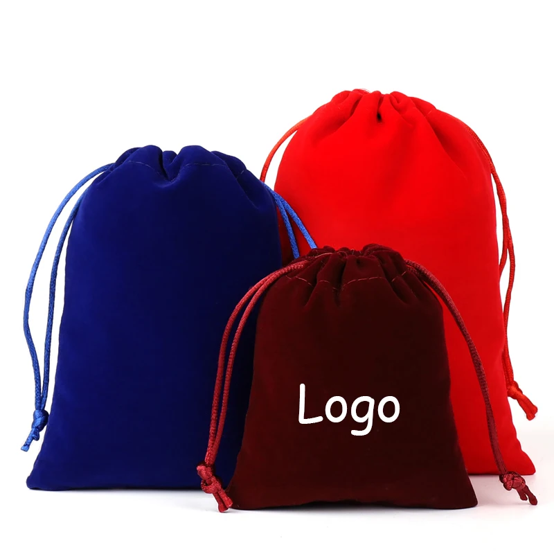 Custom Logo 25x35cm Pink Velvet Lady Shoes Pouch Suede Drawstring Sandal Bags