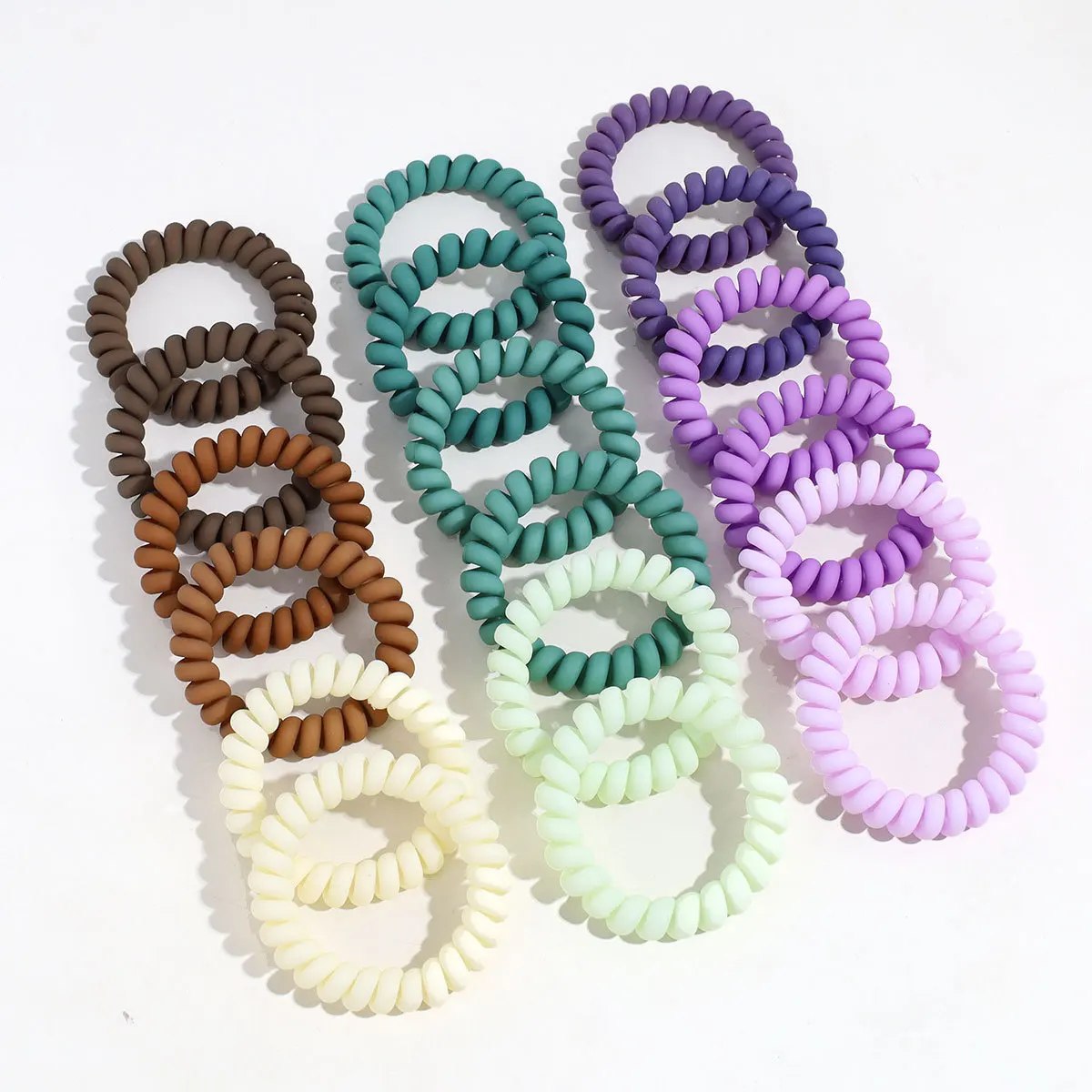 Frosted Plastic Rubber Coil Telephone Cord Wire Hair Ties Scrunchies Twist Hair Rings Bands Ponytail Holders
