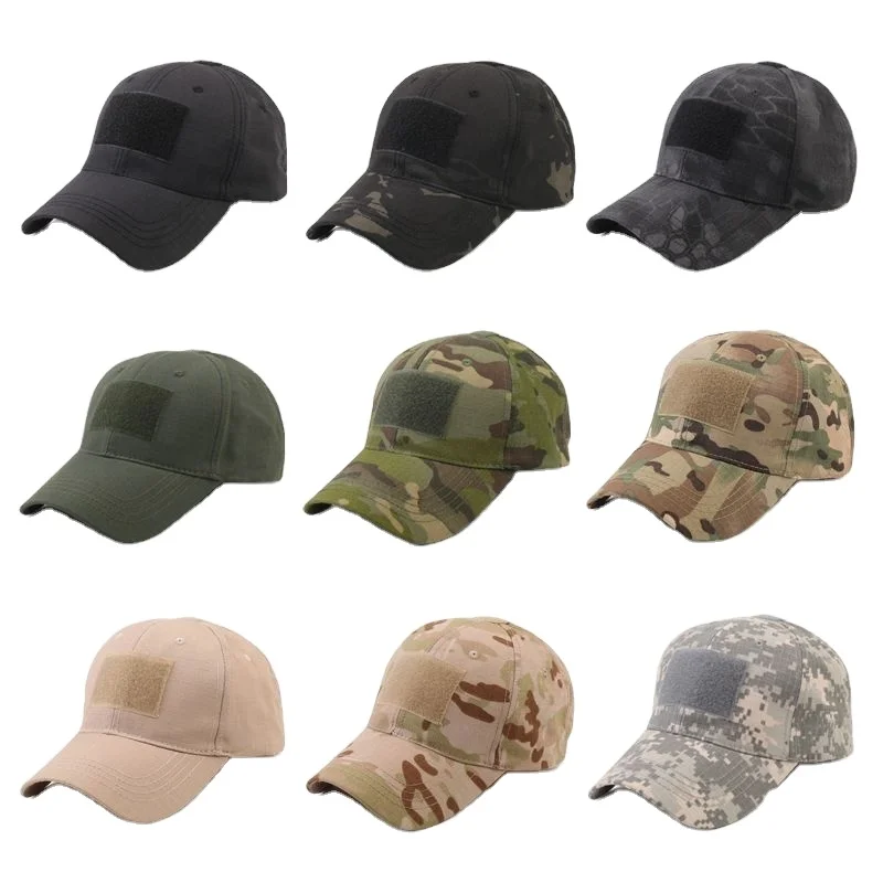 Custom Velcro Patch Outdoor Sports Cap Logo Embroidery Camo Cycling 6 Panels Baseball Caps Hats for Men