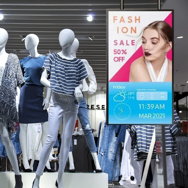 55 Inch 2500 Nit High Brightness Hanging Advertising Digital Signage Window tft Lcd Display Screen