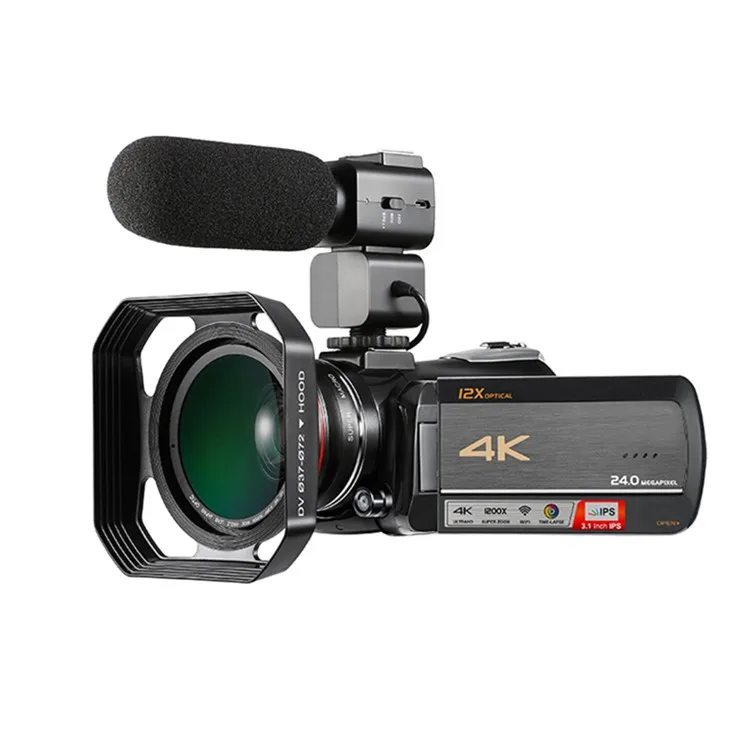 4K UHD 12X Optical Zoom Lens Video Cameras AC5 Mix 100X Digital Zoom Infrared Night Vision Anti-shake Professional Smart 4K DV