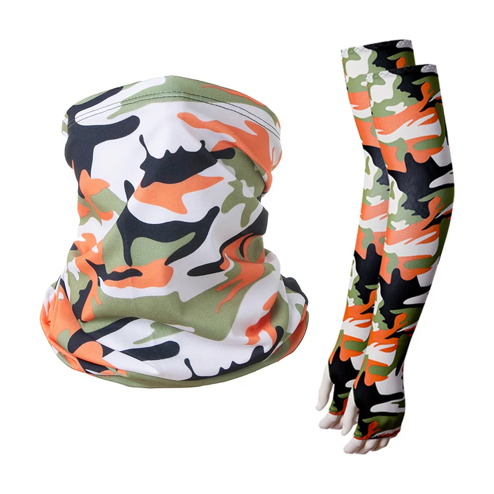 
2 Pcs/Set Sun Protection Arm Sleeves Turban Cooling Bandana for Cycling Running Hiking Camping Fishing 