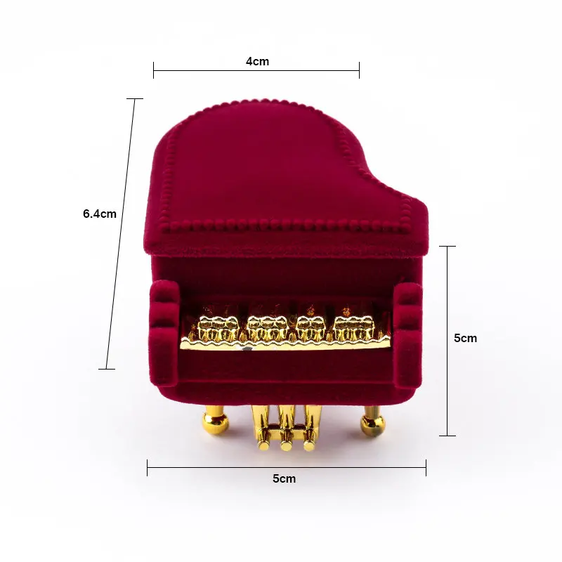 Portable Mini Piano Velvet Jewelry Ring Gift Box Holder For Earrings Necklace Bracelet Display Box