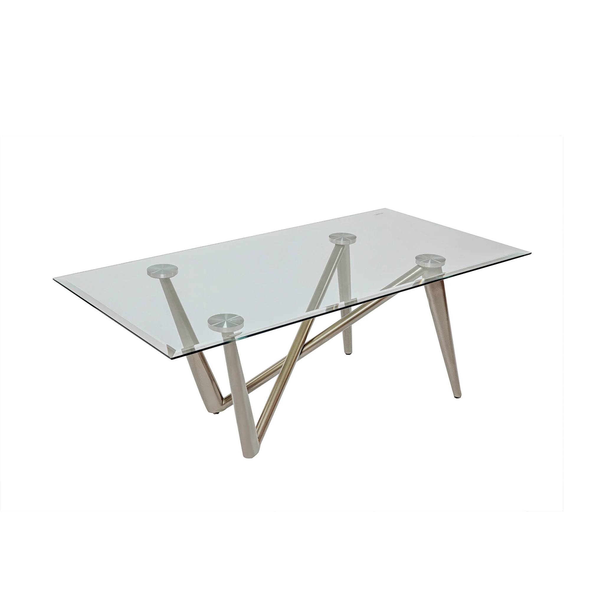 
Modern Elegant Design Living Room Furniture 3 Piece Clear Glass Top Stainless Steel Long Rectangular Centre Coffee Tables Set 