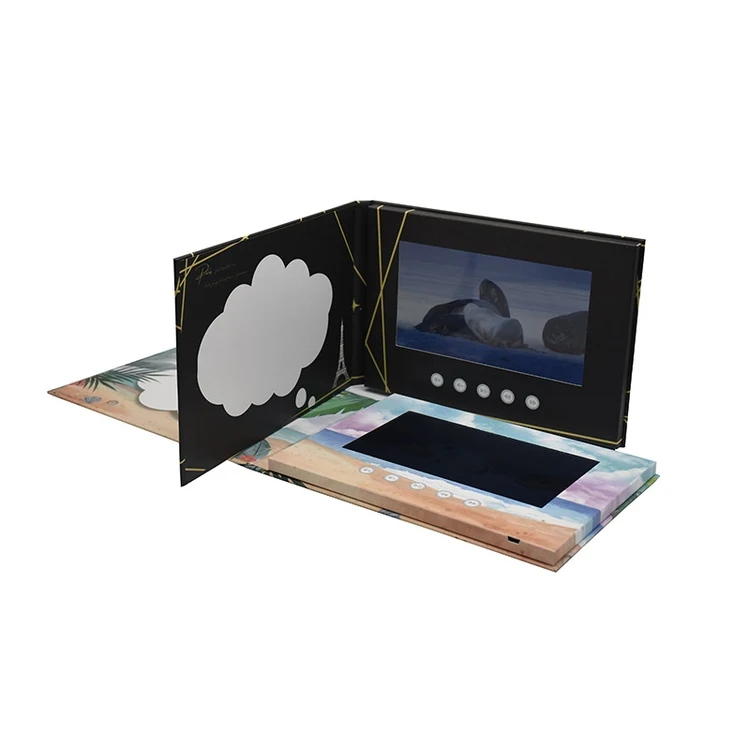 Custom Printed Digital Lcd Screen 7 Inch Wedding Business Card Invitation Advertising Video Brochure booklet