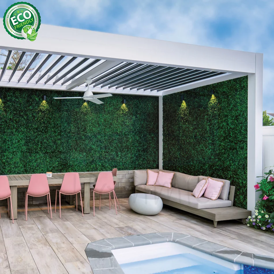 Customized Heavy Duty Waterproof Motorized Louvre Roof Pavilion Canopy Motorized Waterproof Pergola