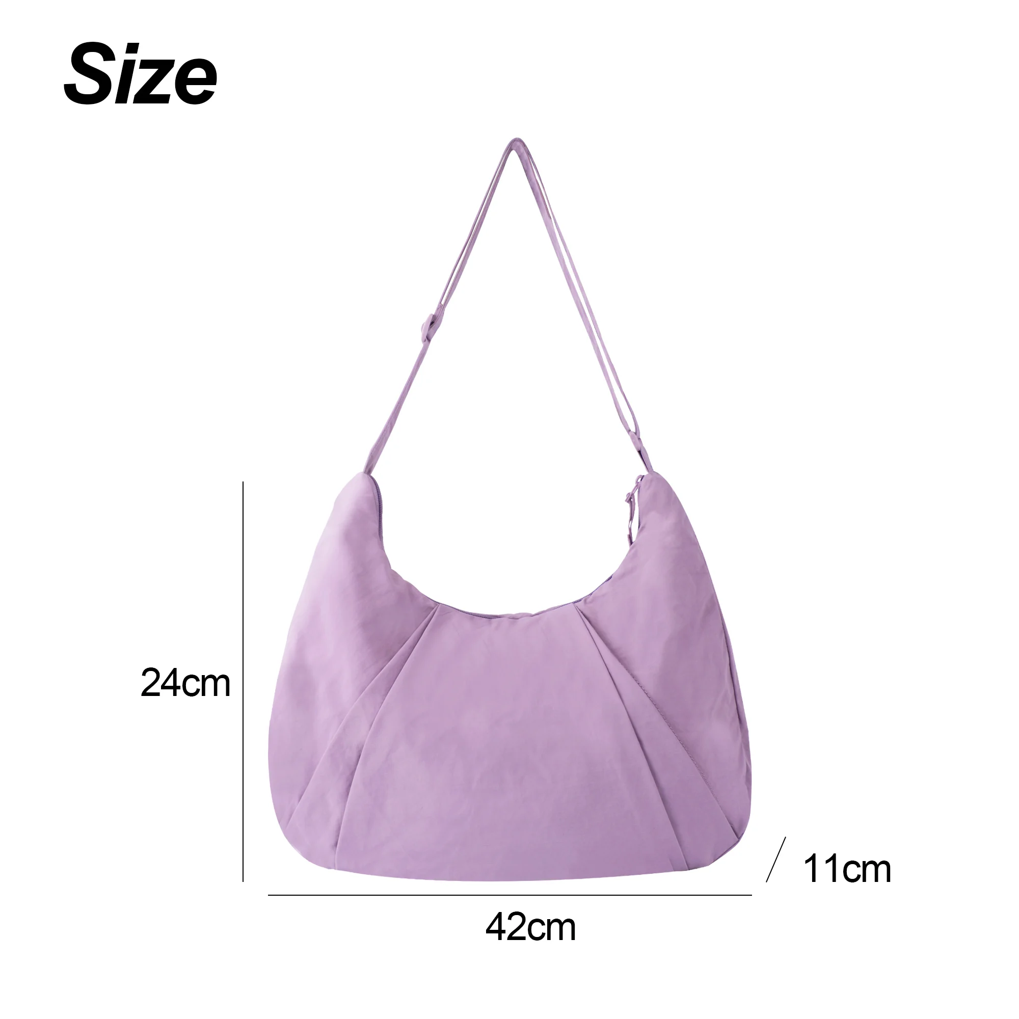 Large capacity nylon hobo shoulder bag pleated dumplings bag women messenger crossbody bag for yoga  shopping