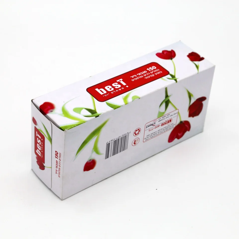 150 sheets Custom tulip boxed facial tissues suitable for living and dining rooms with good water absorption