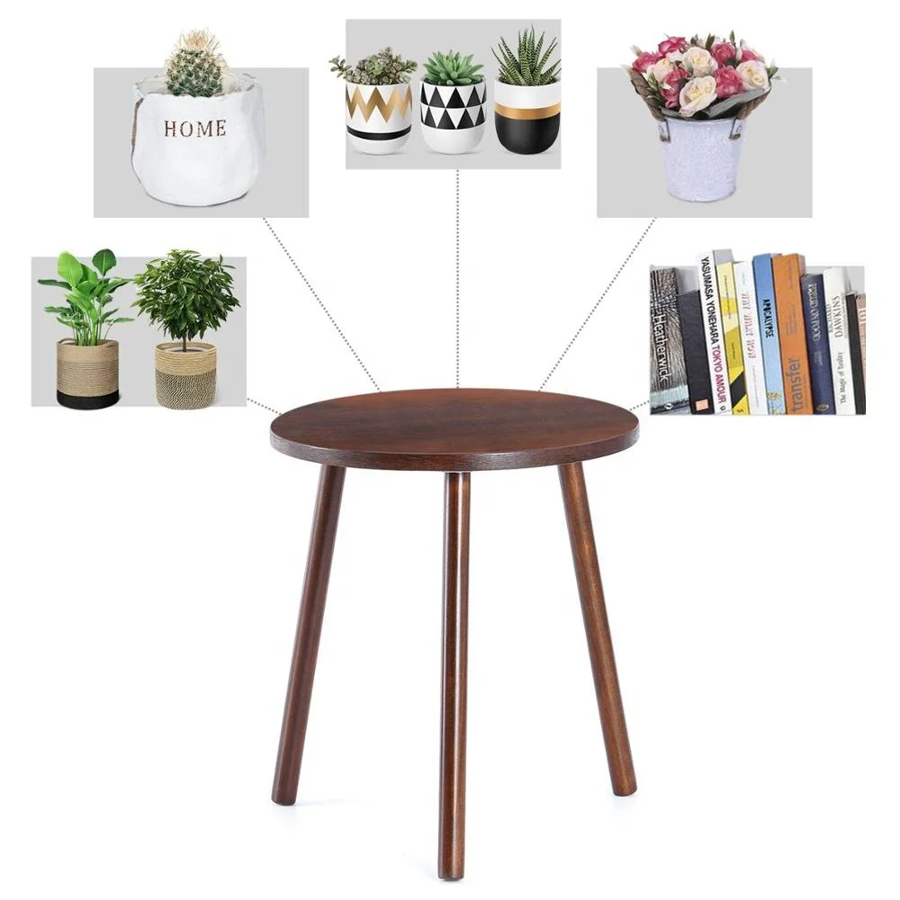 Mid Century  Indoor Tall Plant Stand Wood Planter Holder for Flower Pots, Small Round Side Table, Modern Home Decor