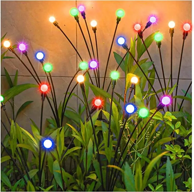 Outdoor Waterproof Lawn Ground plug lights Garden Decoration Starburst Swaying Solar Garden Firefly 6/8/10 LED Lights