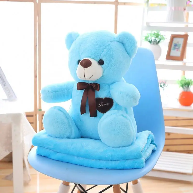 2 in 1  Fleece Plush Pink Teddy Bear Baby Blanket Cartoon flannel fleece pillow blanket Stuffed Animal Soft Toy Kids Blanket