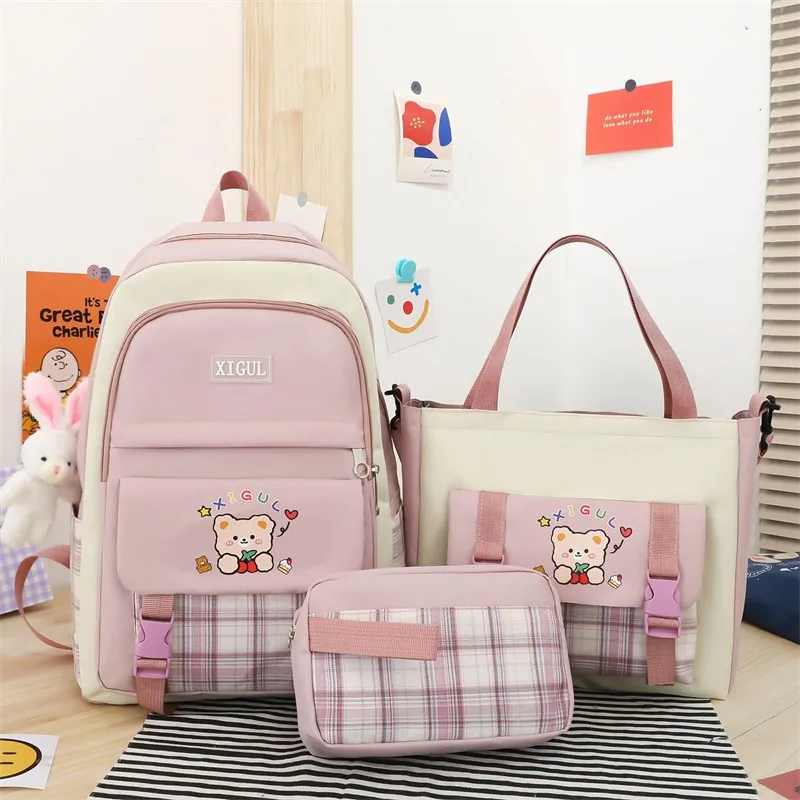 3Pcs School Bag Set Primary School Students Lightweight Primary Fresh Cute Girls Waterproof Backpack Manufacturing