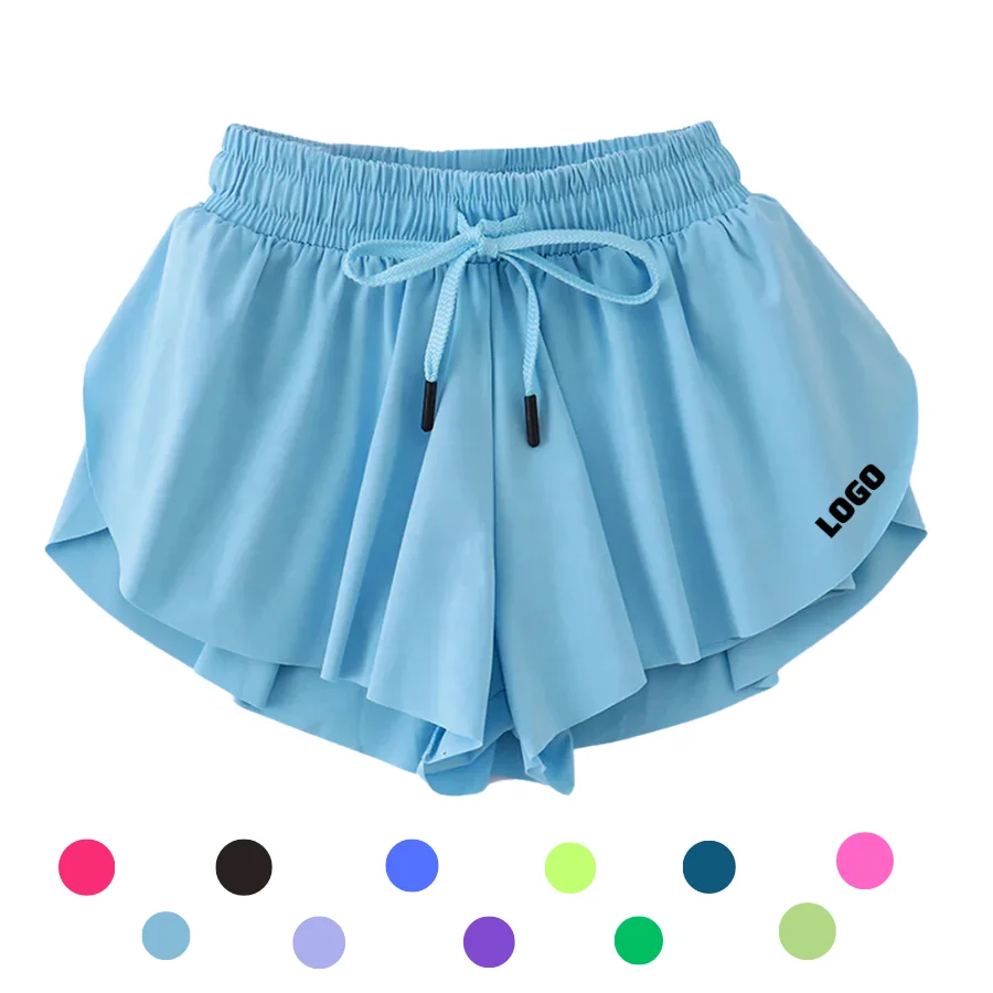 Детские Популярные байкерские шорты для йоги костюм для бега теннис юбка Бабочка Брюки с карманами детские спортивные шорты