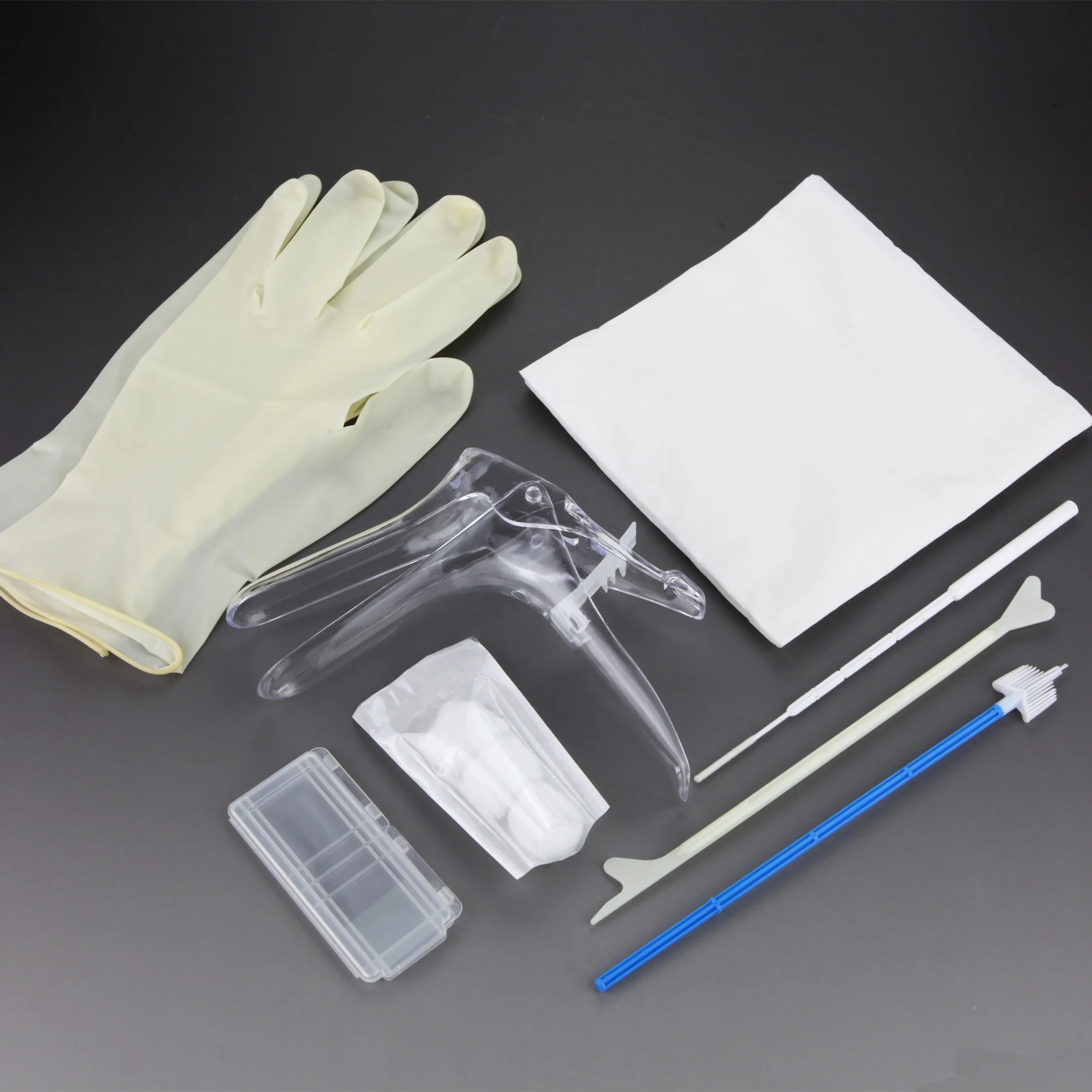 Gynecological kits for a full range of gynecological examinations of cervix and vagina
