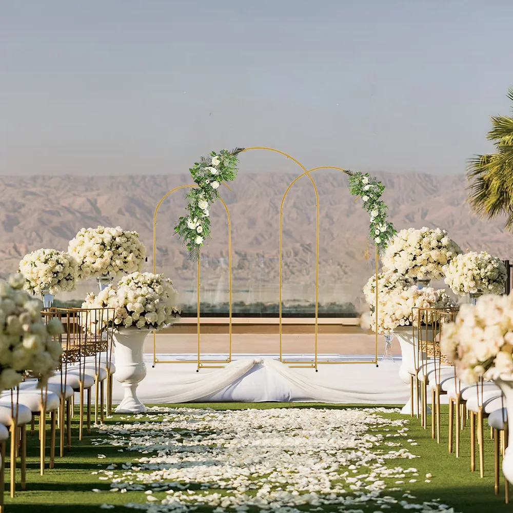 Metal Gold Wedding Arch Backdrop Stands Arbor Stand for Birthday Party Ceremony Anniversary Celebration Decoration 3pcs a set
