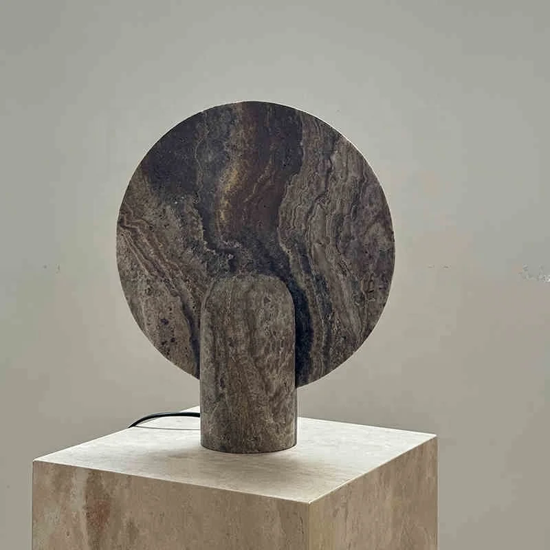 stonekocc Medieval Style Calacatta Glod Travertine Table Lamp Designer Hotel Model House Decoration Wabi-sabi Style Villa