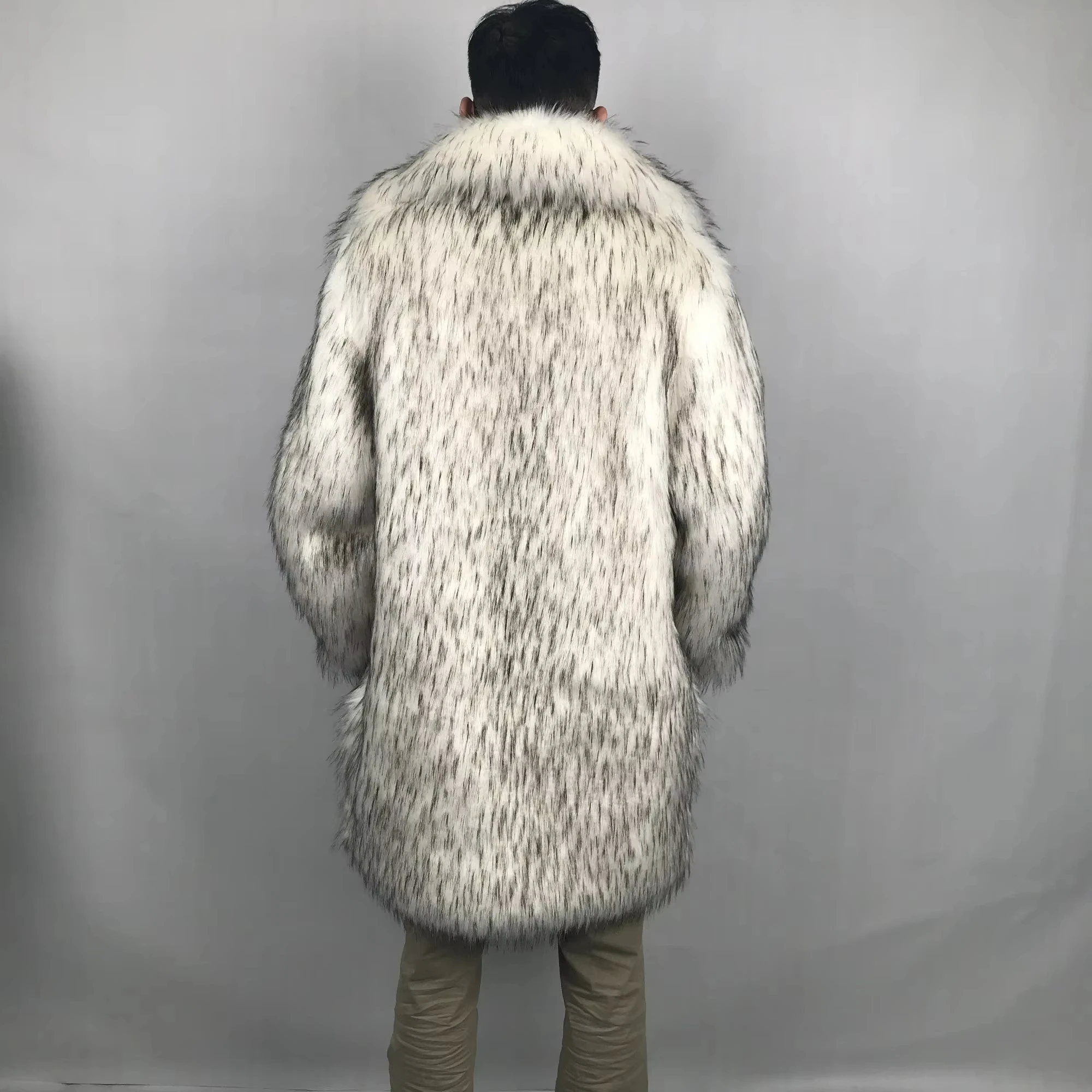 Wholesale Luxury Men Long Sleeve Mid-length Imitation Leather Mink Winter Mens Faux Fur Coat