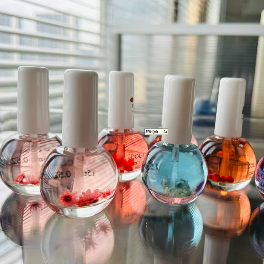 Beauty Care Cuticle Oil Repair Nail Salon Fruits Cuticle Revitalizer Oil Pen Nail Care Polish Serum Nail Art Gel with Dry Flower