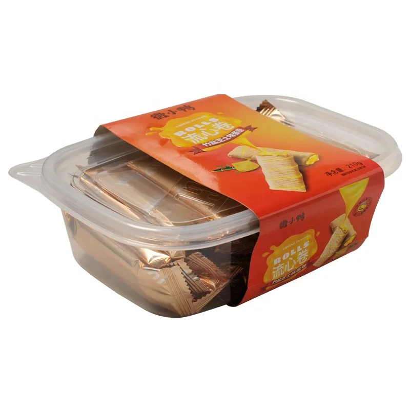 Factory sales crisp biscuit wafer rolls outside and Bamboo salt cheese cream inside snack rolls