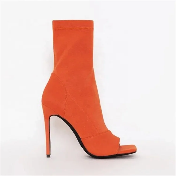 
2021 Drop shipping Women Peep Toe Ankle Boots Square Toe Inside Zipper Ladies Stiletto High Heel Shoes Dress Party Booties 