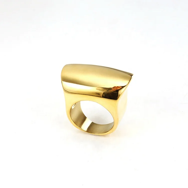 Wholesale New Design Punk Stainless Steel Geometric Solid Polished Big Finger Rings