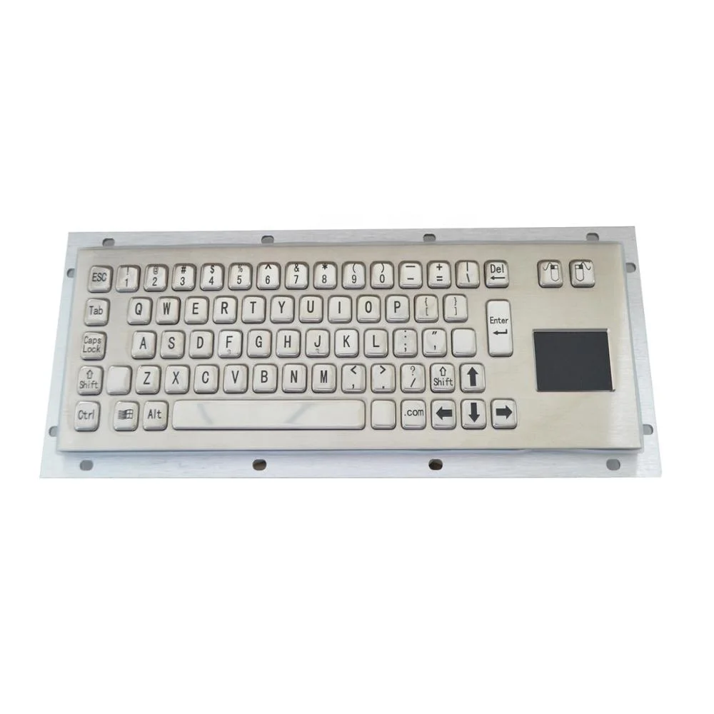 Водонепроницаемая промышленная прочная металлическая USB клавиатура из нержавеющей стали IP65 с сенсорной панелью trackball
