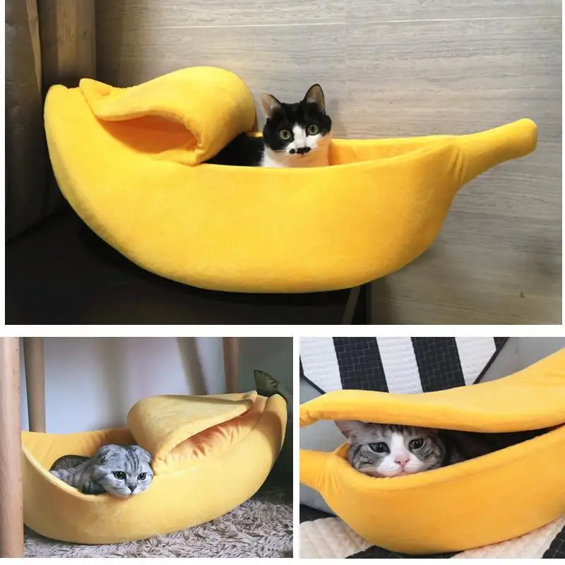 Wholesale Creative Cat Bed Pet Winter Warm Sleeping Bag Small Pet Cat Dog Sofa Bed Banana Shape Pet Nest