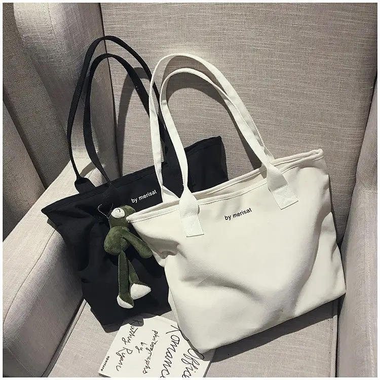 High Quality Korean Handbags Canvas Blank Tote Bag Women Handbags Ladies Luxury Shoulder Shopping Handbags