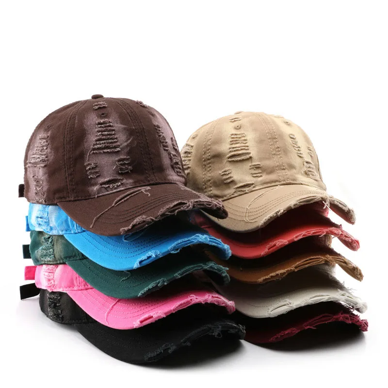Spring Unisex Cotton Baseball Cap Solid Color Style Sunshade Sports Cap Custom Logo Men Washed Retro Style   Baseball Cap