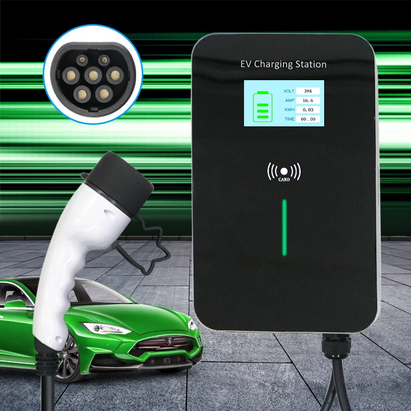 32 Amps Three Phase AC Power 22kW Charging Station LED Workplace Charger Point Mode 3 Type 2 EV Sockets