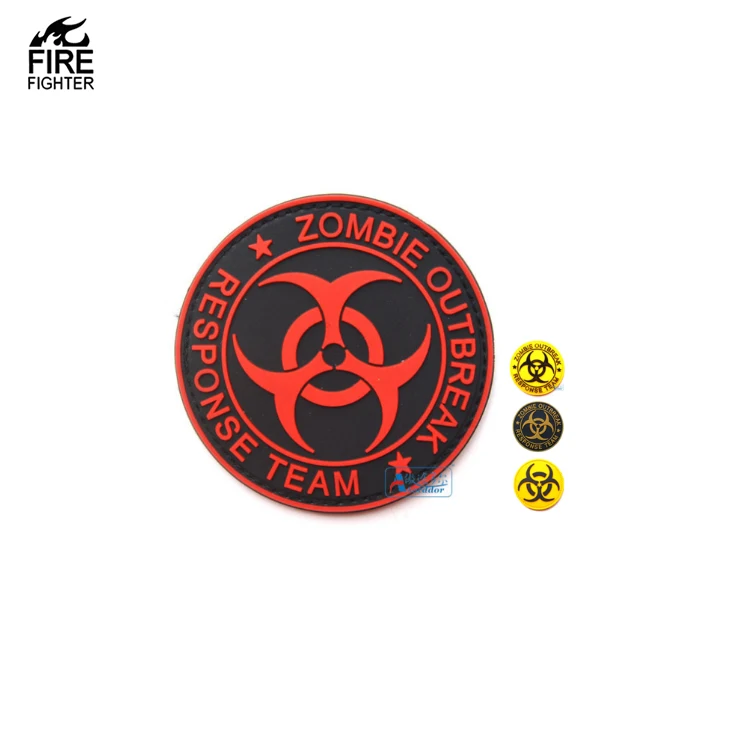 FIRE FIGHTER Zombie Outbreak Response Team Logo Badge Rubber PVC Patches Matching With Shoes And Sports Suits