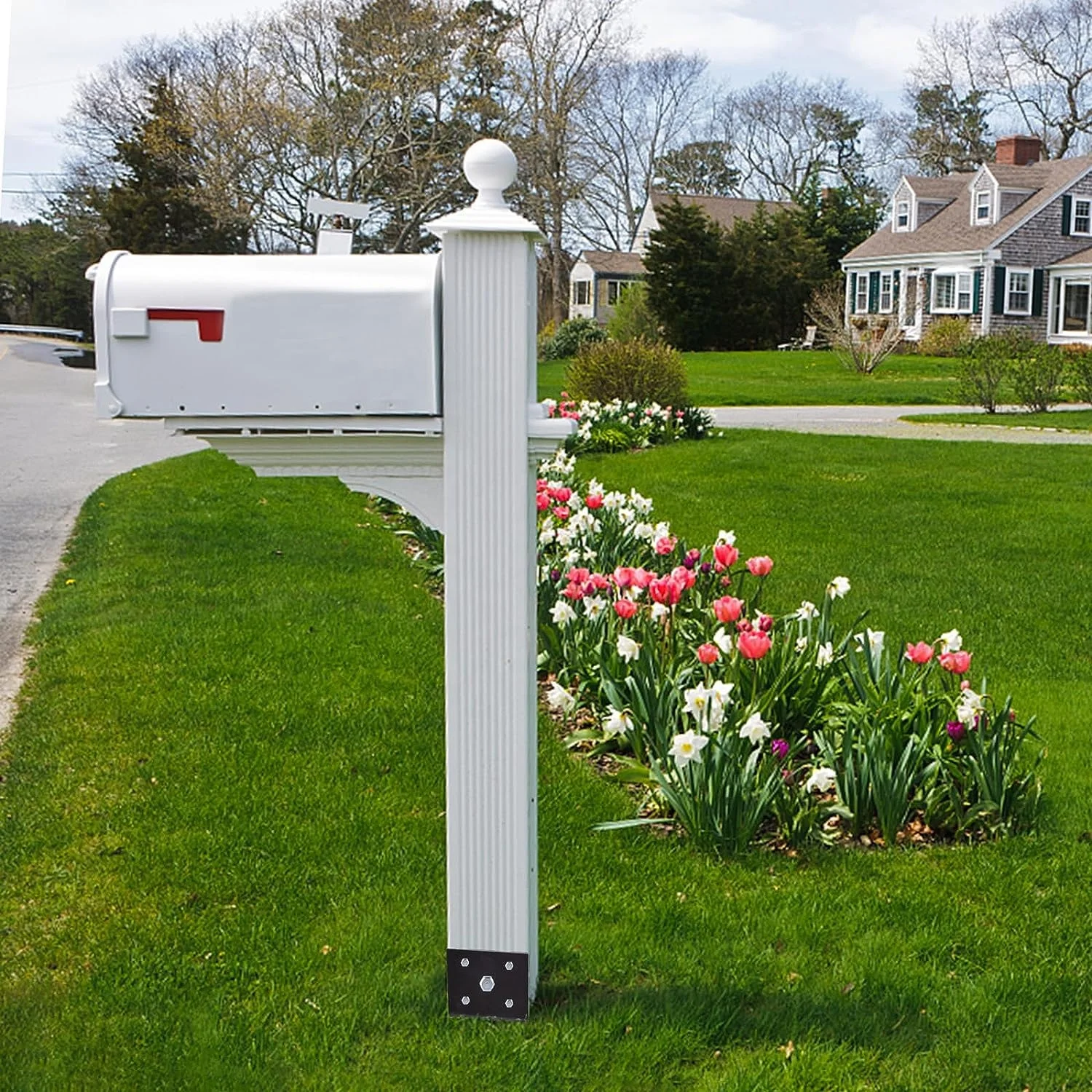 U Shape Post Anchor Metal Black Post Base for Concrete Pergola Deck Post Bracket