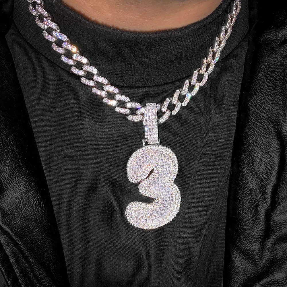 Ювелирные изделия в стиле хип-хоп мужские украшения со льдом изготовленные по индивидуальному заказу бриллиантовый кубинский номер с именем начальная подвеска