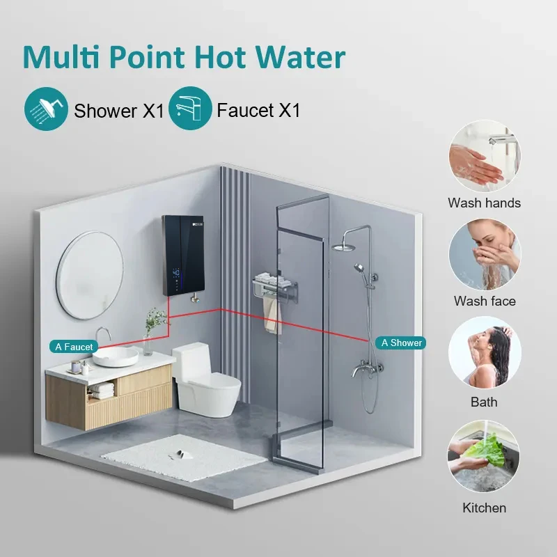 Hot sale Smart tanklees electric water heater 3.5KW 4.5KW 5.5KW 7KW instant heating shower bathroom water heaters
