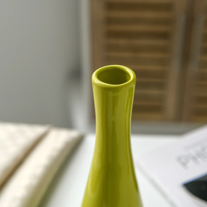 Aspire 2023 New High Quality Green Artwork Customized Decoration Created Ceramic Flower Vase Modern