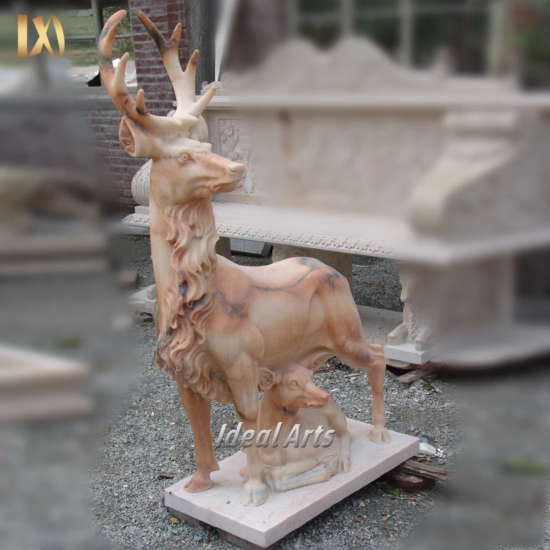 Custom Outdoor Garden Hand Carved Marble Cattle Animals Sculpture