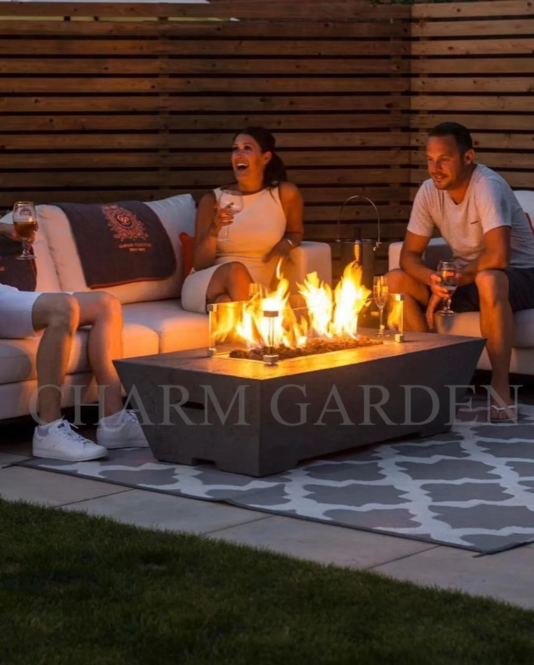 In Stock and Ready To ship low MOQ concrete firepit propane 52' rectangle fire pit gas outdoor Fire Stove